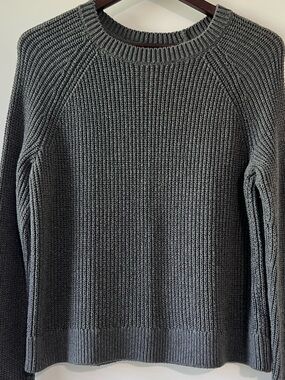 Abercrombie & Fitch Gray Shaker Stitch Knit Crewneck Raglan Sweater Size Small S